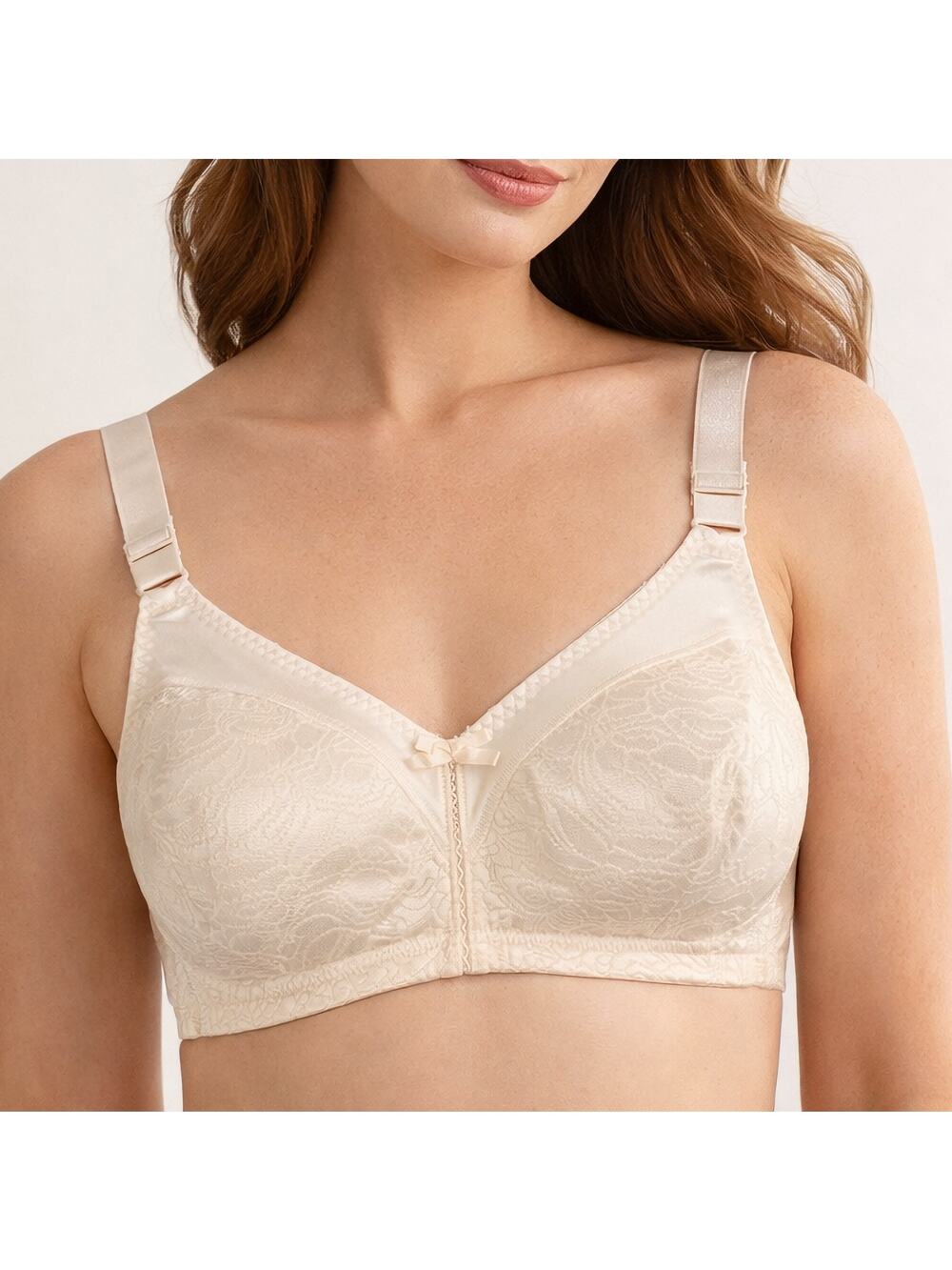 Bali Wirefree Bra 38B Ivory Full Coverage Soft Cup Wireless Support New